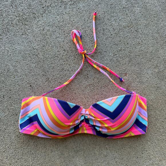 Victoria's Secret 34C Rainbow Stripe Underwire Bandeau Bikini Top - Picture 1 of 4